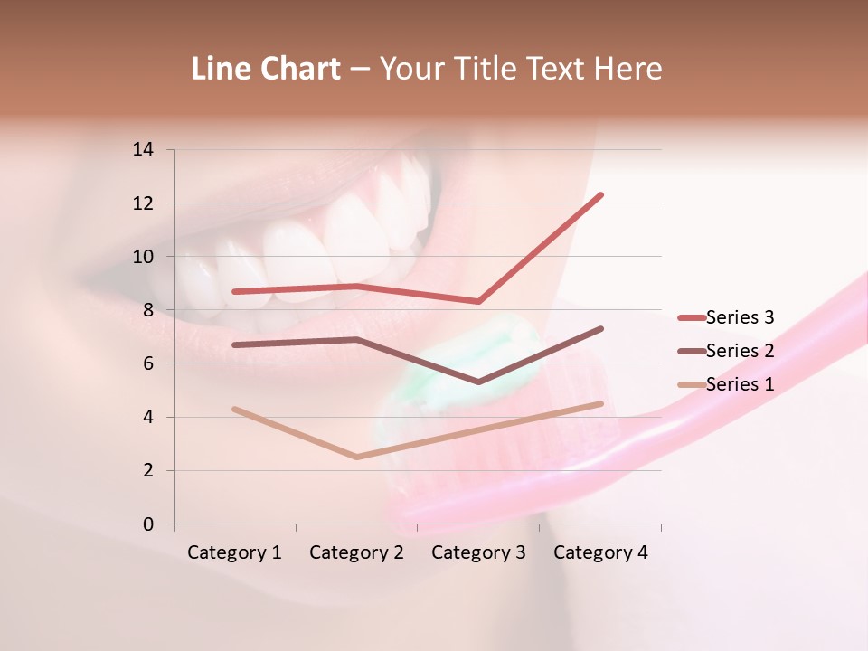 A Woman Brushing Her Teeth With A Pink Toothbrush PowerPoint Template