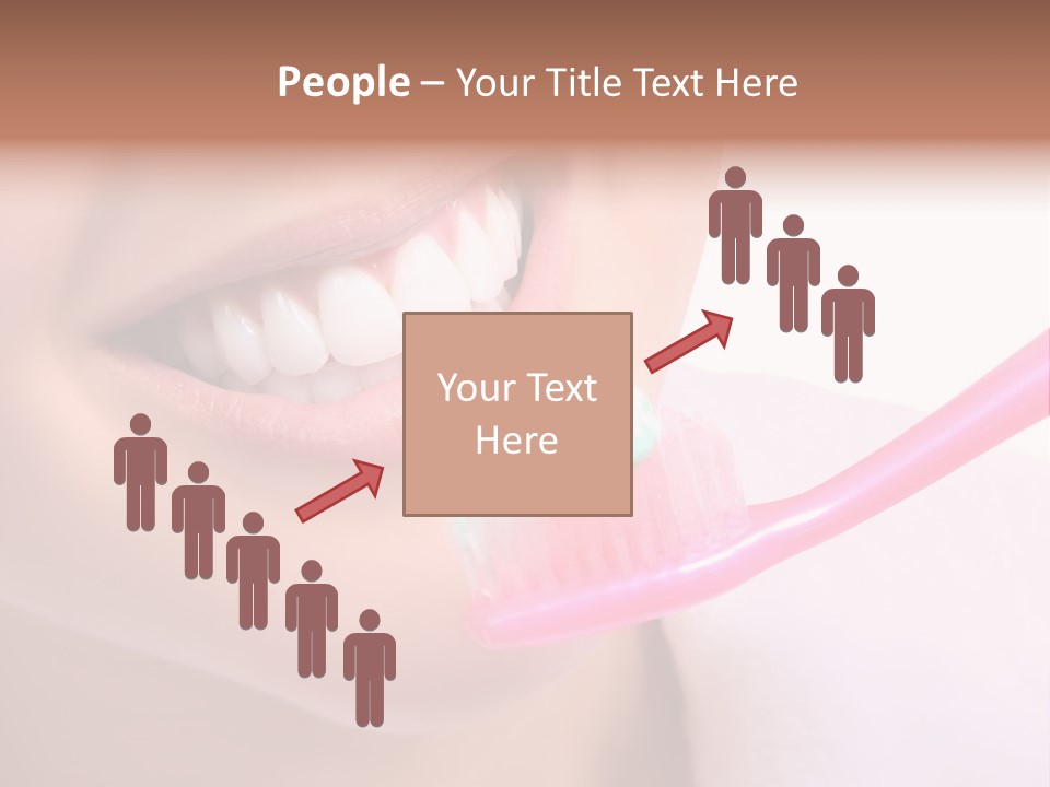 A Woman Brushing Her Teeth With A Pink Toothbrush PowerPoint Template