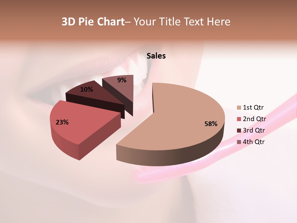 A Woman Brushing Her Teeth With A Pink Toothbrush PowerPoint Template