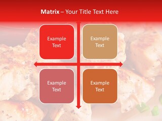 A Plate Of Chicken Skewers With Tomatoes And Ketchup PowerPoint Template