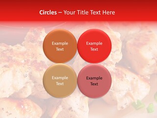 A Plate Of Chicken Skewers With Tomatoes And Ketchup PowerPoint Template