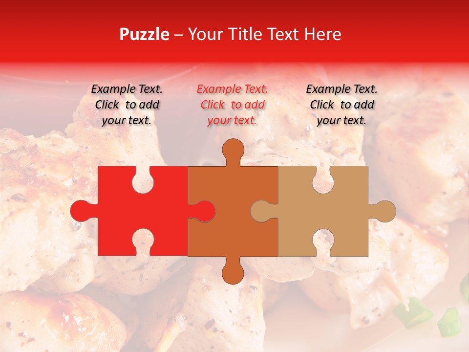 A Plate Of Chicken Skewers With Tomatoes And Ketchup PowerPoint Template