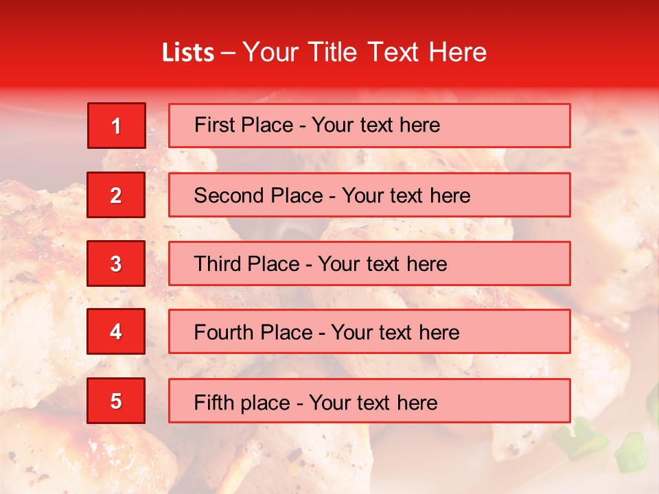 A Plate Of Chicken Skewers With Tomatoes And Ketchup PowerPoint Template