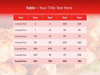 A Plate Of Chicken Skewers With Tomatoes And Ketchup PowerPoint Template