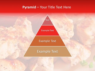 A Plate Of Chicken Skewers With Tomatoes And Ketchup PowerPoint Template
