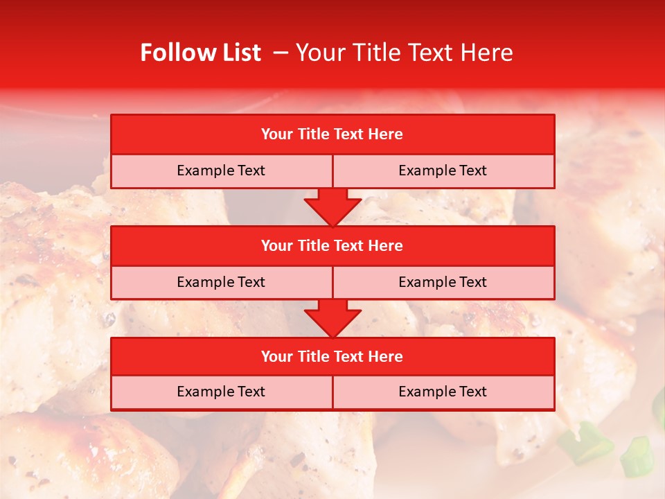 A Plate Of Chicken Skewers With Tomatoes And Ketchup PowerPoint Template