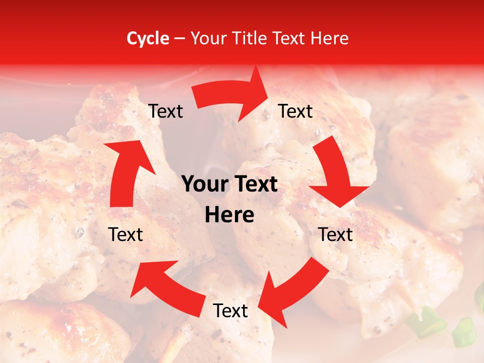 A Plate Of Chicken Skewers With Tomatoes And Ketchup PowerPoint Template