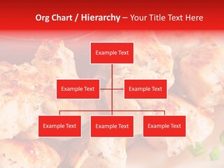 A Plate Of Chicken Skewers With Tomatoes And Ketchup PowerPoint Template