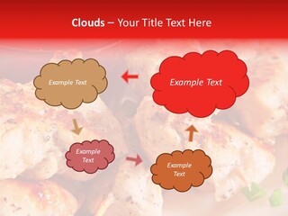 A Plate Of Chicken Skewers With Tomatoes And Ketchup PowerPoint Template