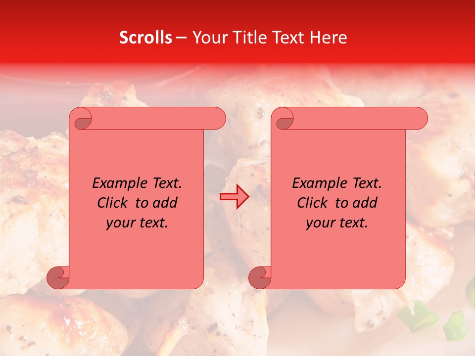 A Plate Of Chicken Skewers With Tomatoes And Ketchup PowerPoint Template