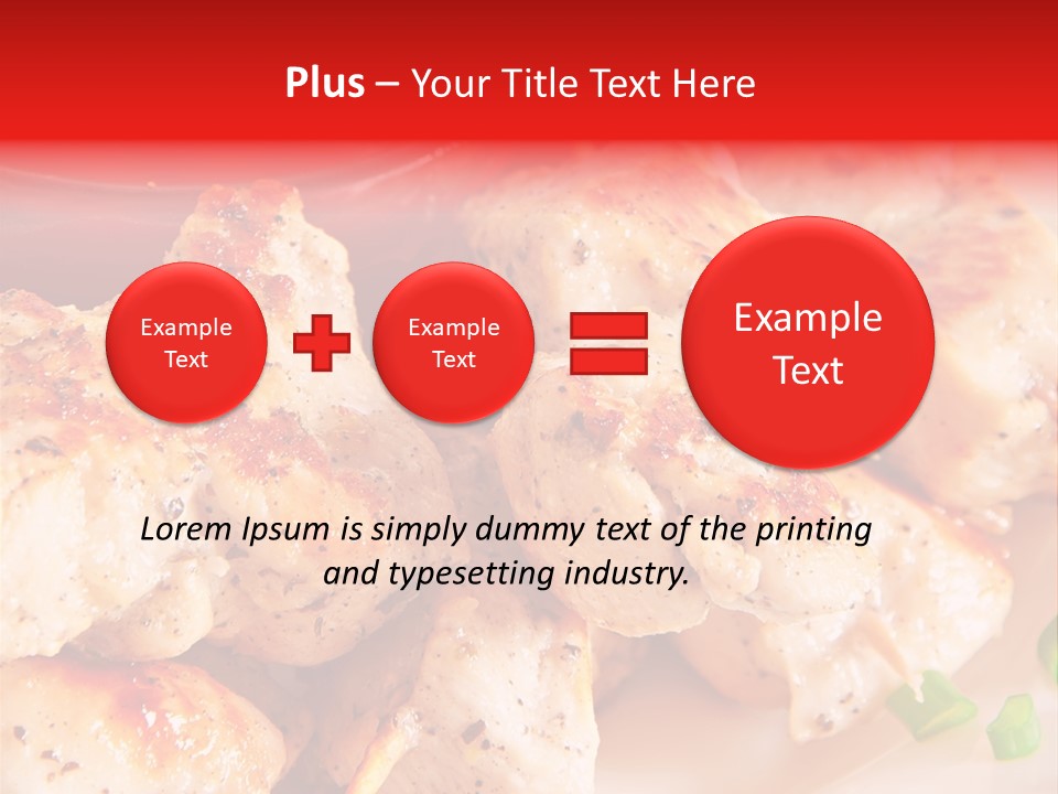 A Plate Of Chicken Skewers With Tomatoes And Ketchup PowerPoint Template