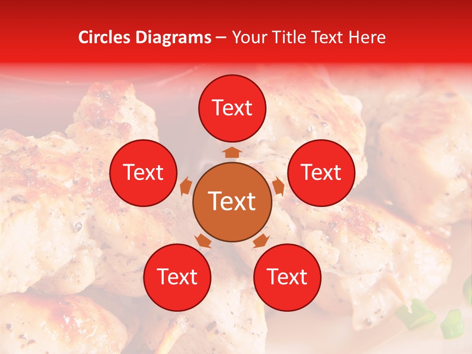 A Plate Of Chicken Skewers With Tomatoes And Ketchup PowerPoint Template