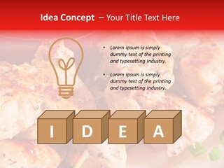 A Plate Of Chicken Skewers With Tomatoes And Ketchup PowerPoint Template