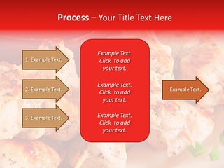 A Plate Of Chicken Skewers With Tomatoes And Ketchup PowerPoint Template