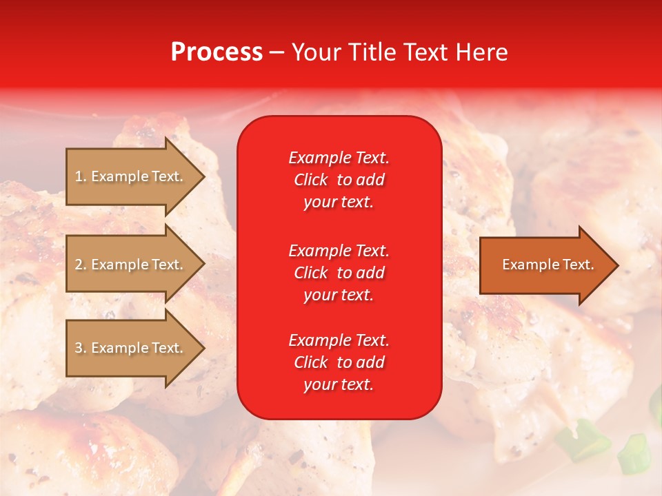 A Plate Of Chicken Skewers With Tomatoes And Ketchup PowerPoint Template