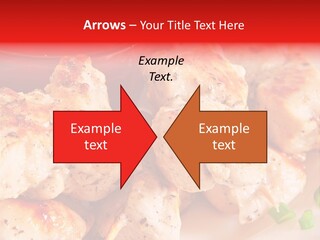 A Plate Of Chicken Skewers With Tomatoes And Ketchup PowerPoint Template