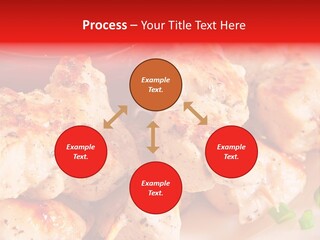 A Plate Of Chicken Skewers With Tomatoes And Ketchup PowerPoint Template