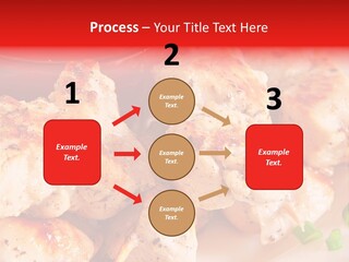 A Plate Of Chicken Skewers With Tomatoes And Ketchup PowerPoint Template