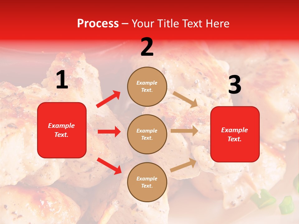 A Plate Of Chicken Skewers With Tomatoes And Ketchup PowerPoint Template