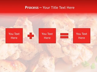 A Plate Of Chicken Skewers With Tomatoes And Ketchup PowerPoint Template