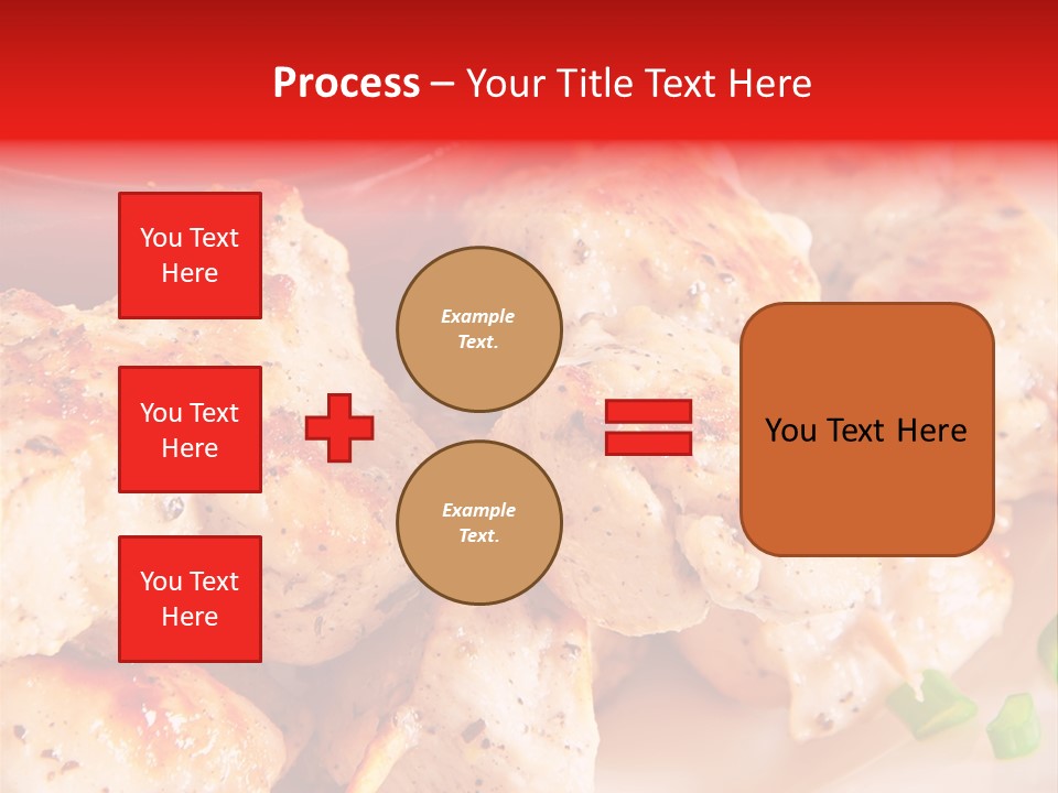 A Plate Of Chicken Skewers With Tomatoes And Ketchup PowerPoint Template