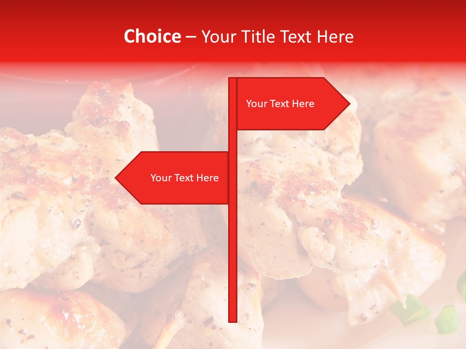 A Plate Of Chicken Skewers With Tomatoes And Ketchup PowerPoint Template