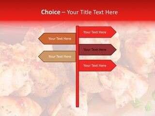 A Plate Of Chicken Skewers With Tomatoes And Ketchup PowerPoint Template