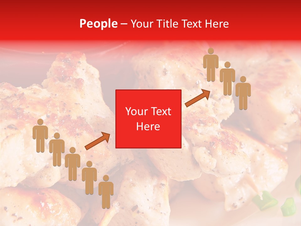 A Plate Of Chicken Skewers With Tomatoes And Ketchup PowerPoint Template