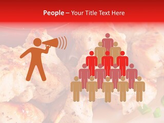 A Plate Of Chicken Skewers With Tomatoes And Ketchup PowerPoint Template