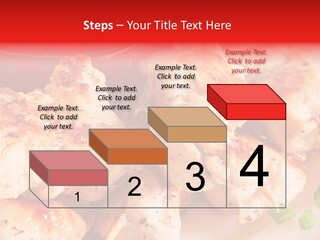 A Plate Of Chicken Skewers With Tomatoes And Ketchup PowerPoint Template