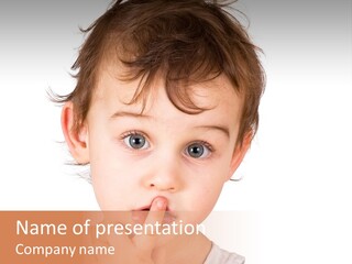 Cut Contemplating Child PowerPoint Template