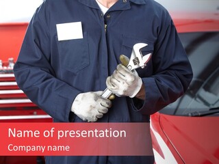 Wrench Job Red PowerPoint Template