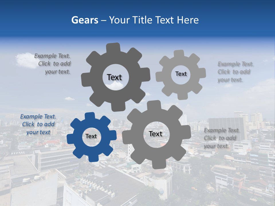 A City Skyline With A Blue Sky And Clouds PowerPoint Template