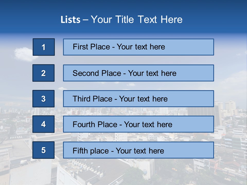 A City Skyline With A Blue Sky And Clouds PowerPoint Template