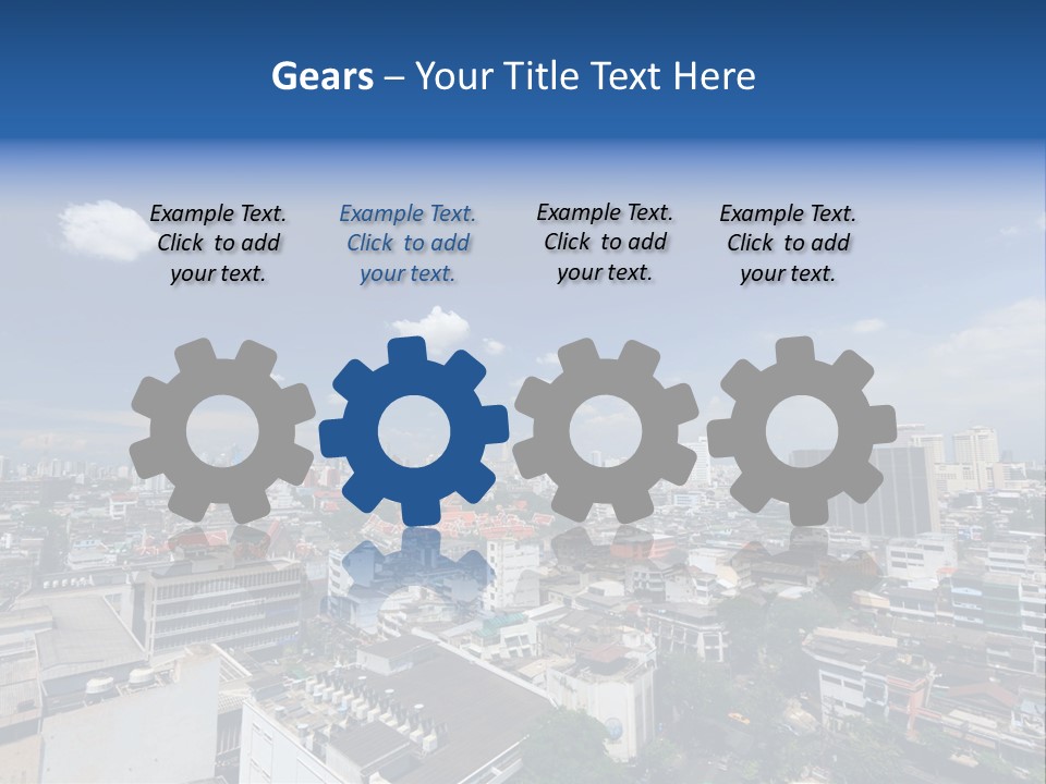 A City Skyline With A Blue Sky And Clouds PowerPoint Template