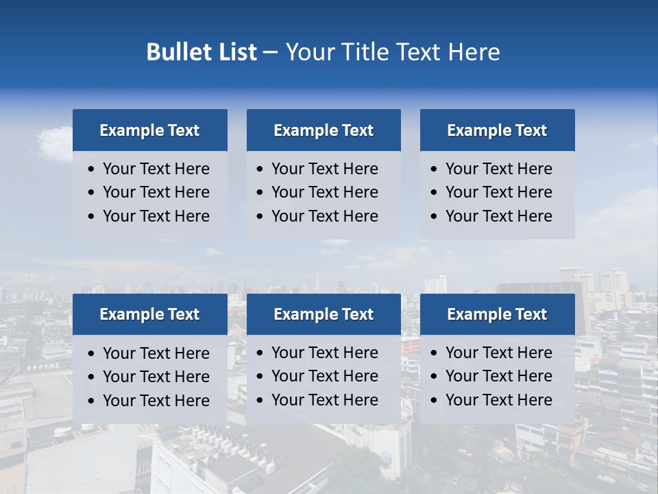 A City Skyline With A Blue Sky And Clouds PowerPoint Template