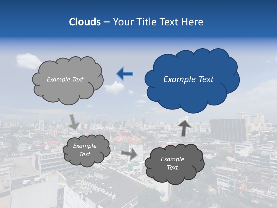 A City Skyline With A Blue Sky And Clouds PowerPoint Template
