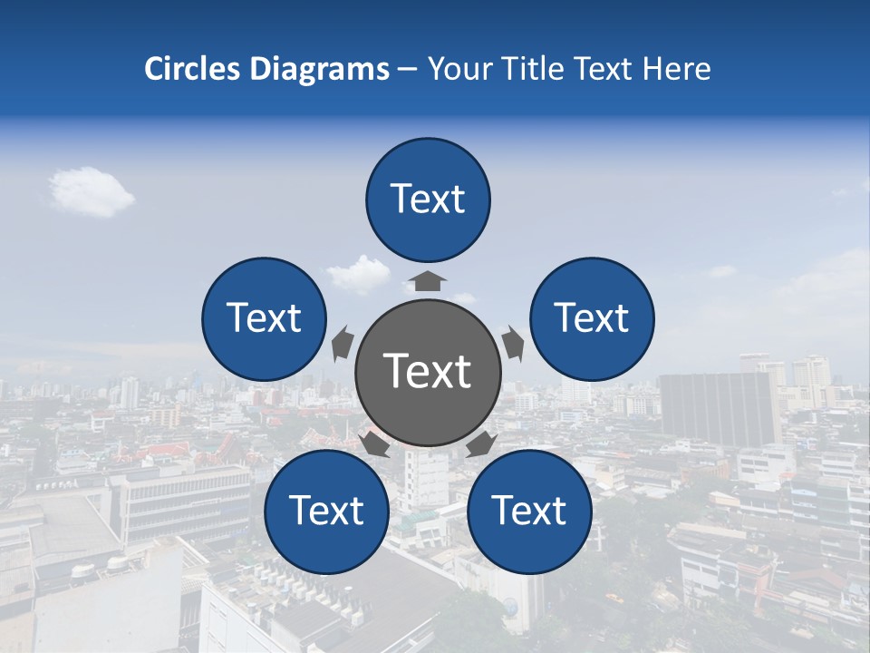 A City Skyline With A Blue Sky And Clouds PowerPoint Template