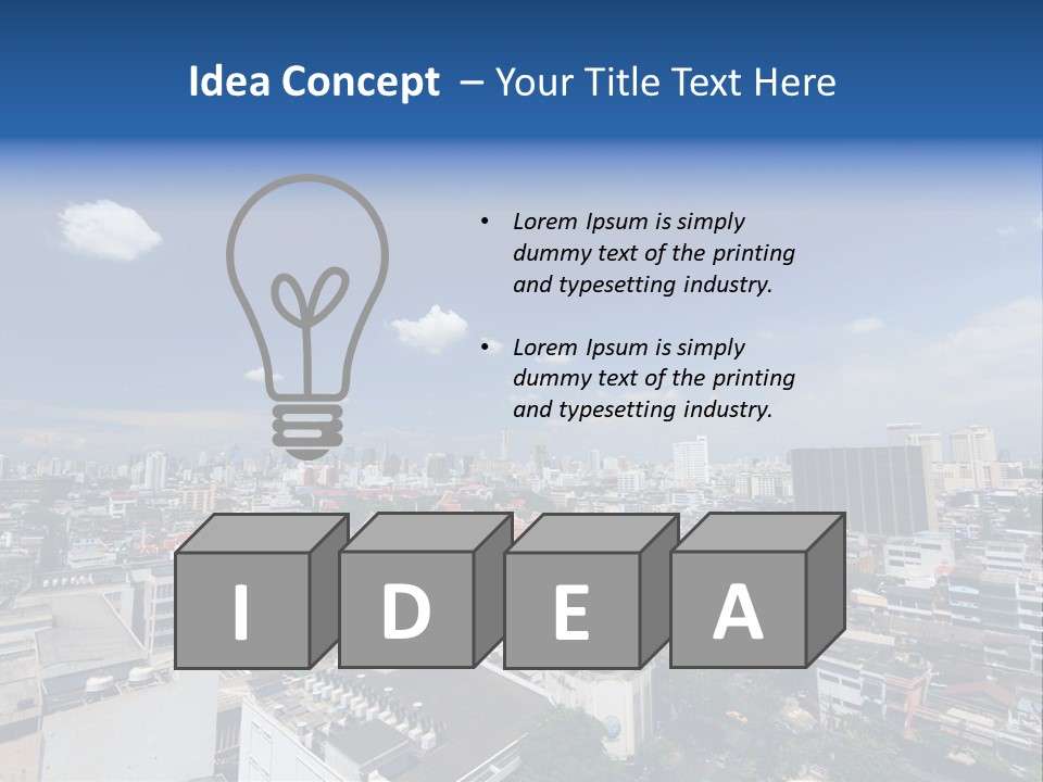 A City Skyline With A Blue Sky And Clouds PowerPoint Template