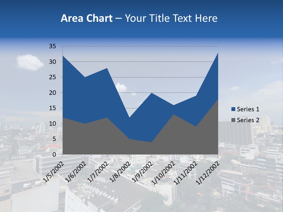 A City Skyline With A Blue Sky And Clouds PowerPoint Template