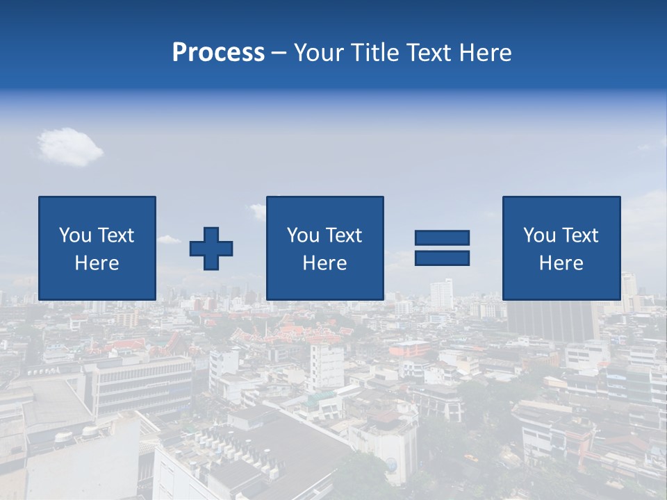 A City Skyline With A Blue Sky And Clouds PowerPoint Template