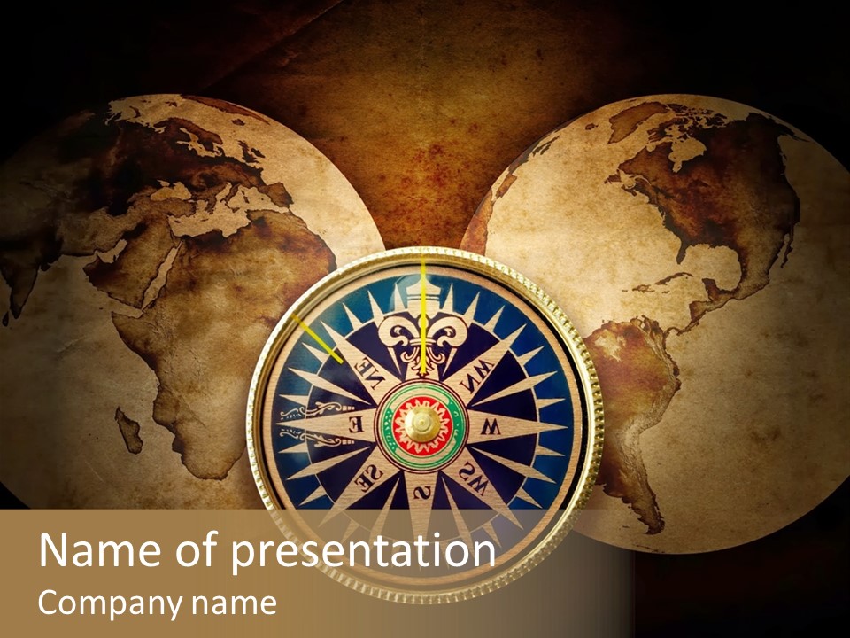 A Compass On Top Of A Globe Powerpoint Presentation PowerPoint Template
