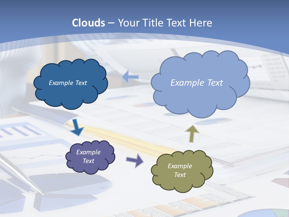 A Table With A Bunch Of Papers On Top Of It PowerPoint Template