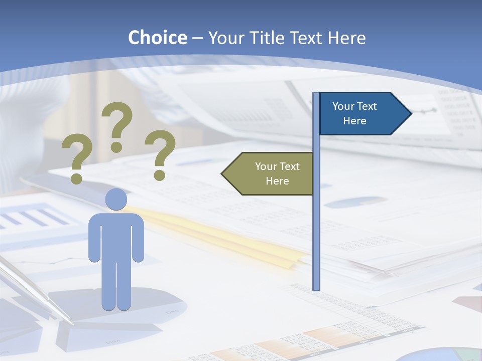 A Table With A Bunch Of Papers On Top Of It PowerPoint Template