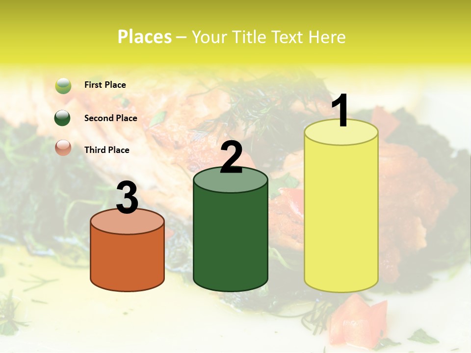 A Piece Of Fish On A Bed Of Greens On A Plate PowerPoint Template