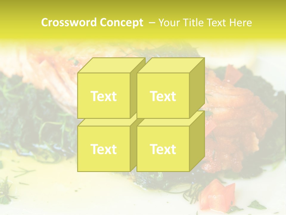 A Piece Of Fish On A Bed Of Greens On A Plate PowerPoint Template