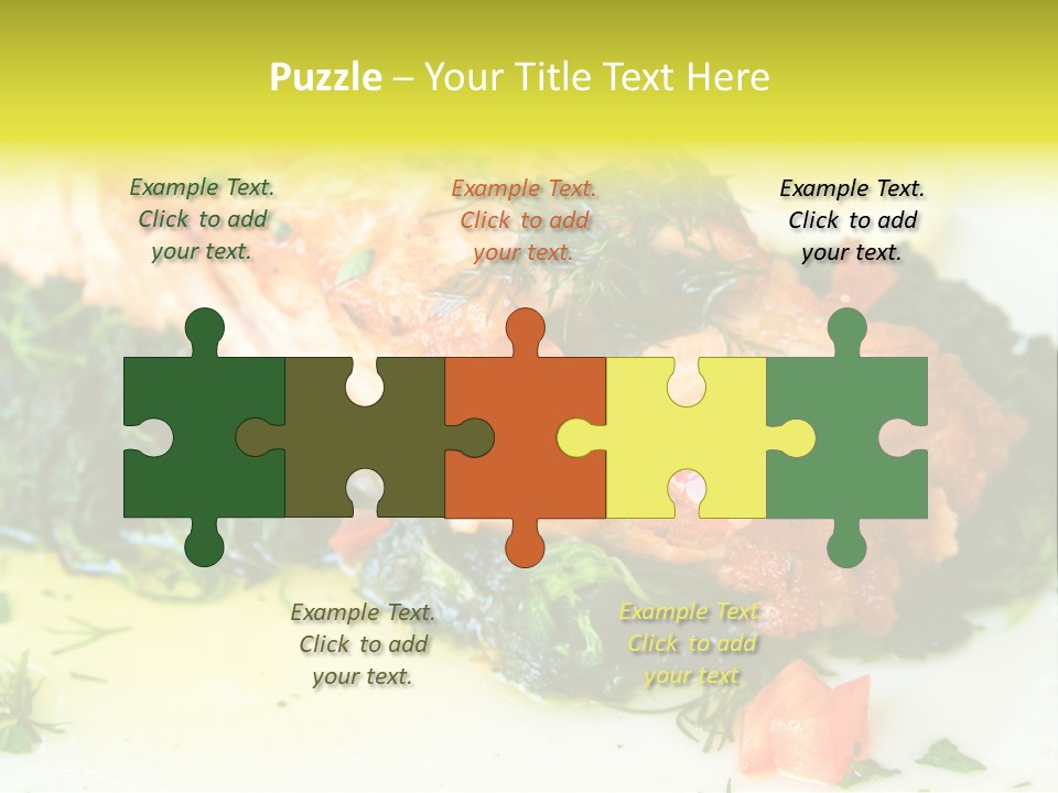 A Piece Of Fish On A Bed Of Greens On A Plate PowerPoint Template