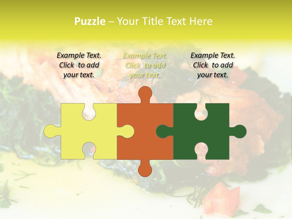 A Piece Of Fish On A Bed Of Greens On A Plate PowerPoint Template