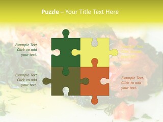 A Piece Of Fish On A Bed Of Greens On A Plate PowerPoint Template