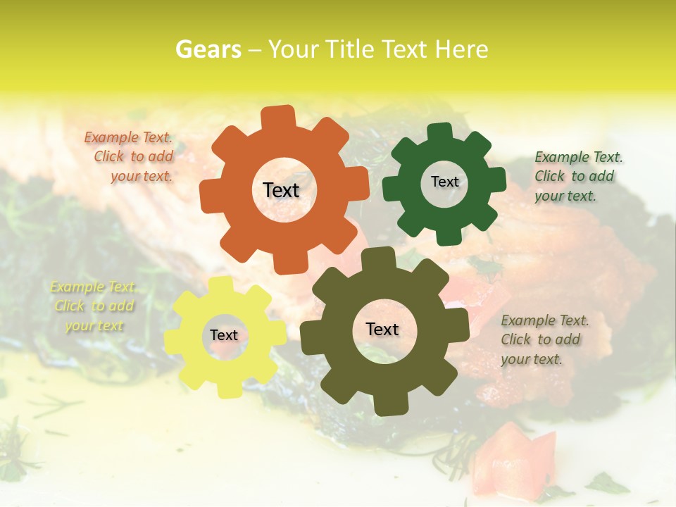 A Piece Of Fish On A Bed Of Greens On A Plate PowerPoint Template